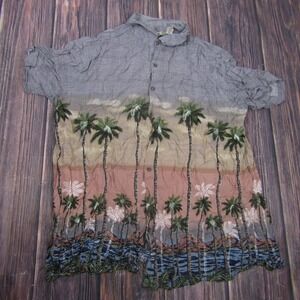 Batik Bay Shirt Mens 2XLT Multicolor Palm Tree Hawaiian Tropical Rayon Button Up